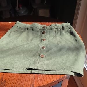 Wonder Nation Green Mini Skirt with Button Front